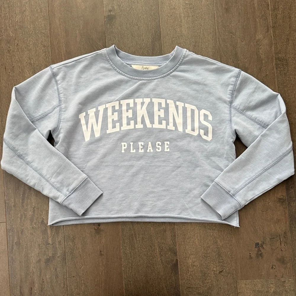 Bixby Nomad Girls M 8-10 Weekends Please Cropped Sweatshirt Blue 3/$30